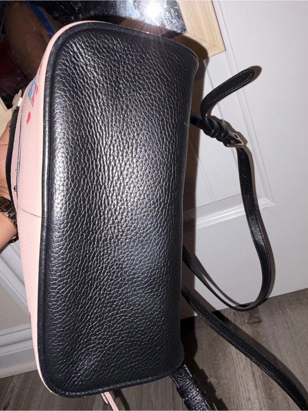 kate spade Black and Tan Minnie Patch Pebbled Leather Backpack
